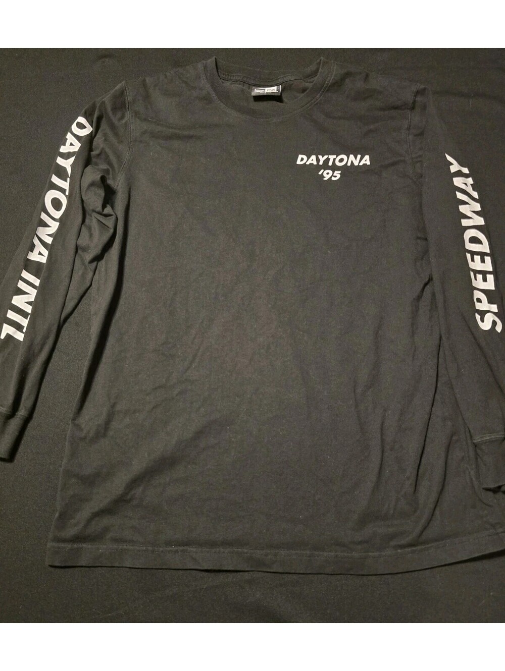 Vintage Daytona 500 Shirt Mens Small Black New Era 1995 Speedway LS NASCAR Tee